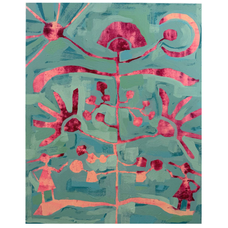 Garden Totem In Berry and Aqua