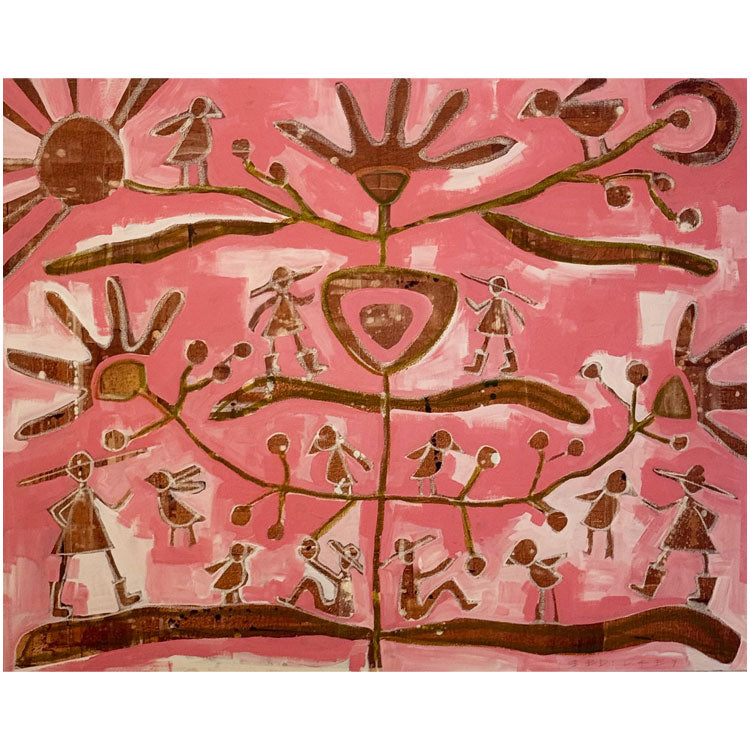 Garden Totem In Pinks And Brown