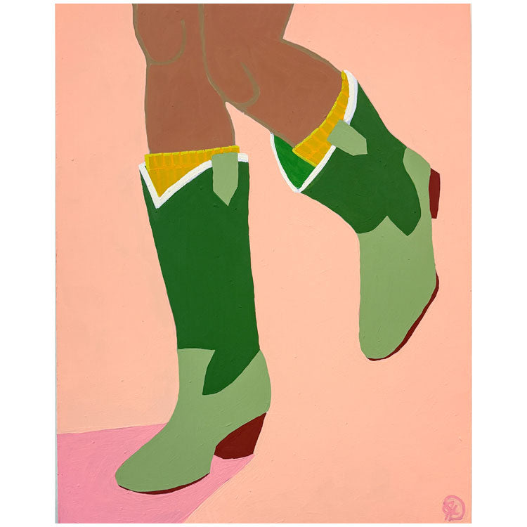 Boots - Olive on Peach